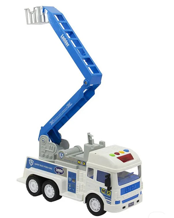 Friction Powered Crane Truck Lights And Music 6x6 Wheel Drive Road Super Truck Power Vehicle Car Toy For Kids Multicolor