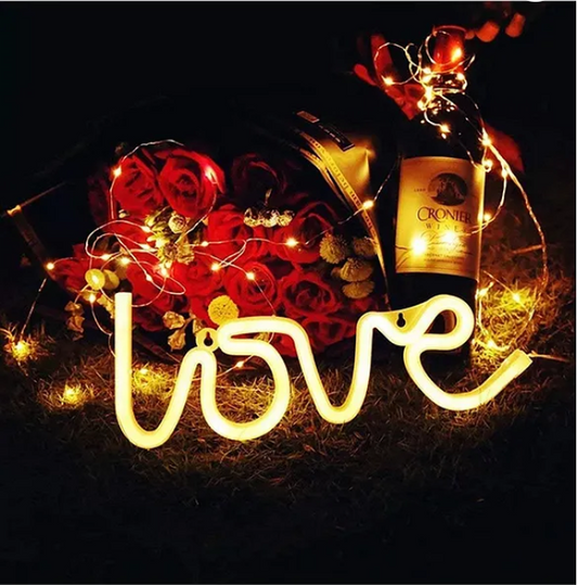 Neon Love Shape LED Light Sign Art for Home Wall Table Living Room Decoration, Home & Room Decoration Gift USB Powered Neon Light - Multicolor