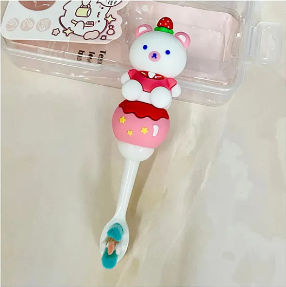 Toothbrush For Baby And Kids Cute Kawaii Cartoon Design Colorful Soft Toothbrush For Babies And Kids Extra Microfiber Soft Bristles With Silicone Grip And Spilt Bristle - (Pack of 1 Color And Design May Vary)