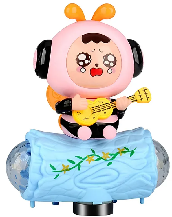 Musical Cute Face Change Little Bee Toys With 360 Degree Rotating Universal Wheel Lights And Music Kids Toys Color May Vary