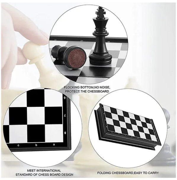 Magnetic Toys For Kids Magnetic Chess Toys For Kids Educational Kids Toys Travel Chess Set With Folding Chess Board Game For Kids And Adults High Quality Foldable Chess Game Multicolor