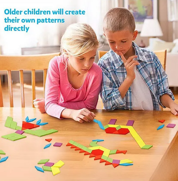 Wooden Geometric Manipulative Shape Puzzle Multicolor - 130 Pieces