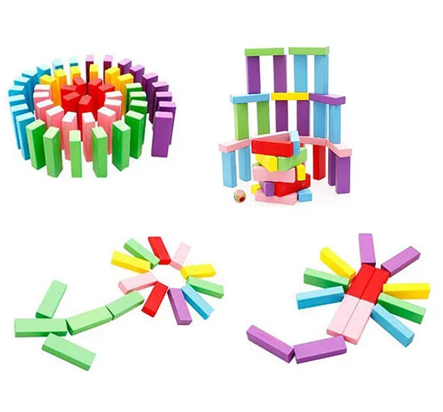 Classic Color Wooden Blocks Game Multicolor - 54 Pieces