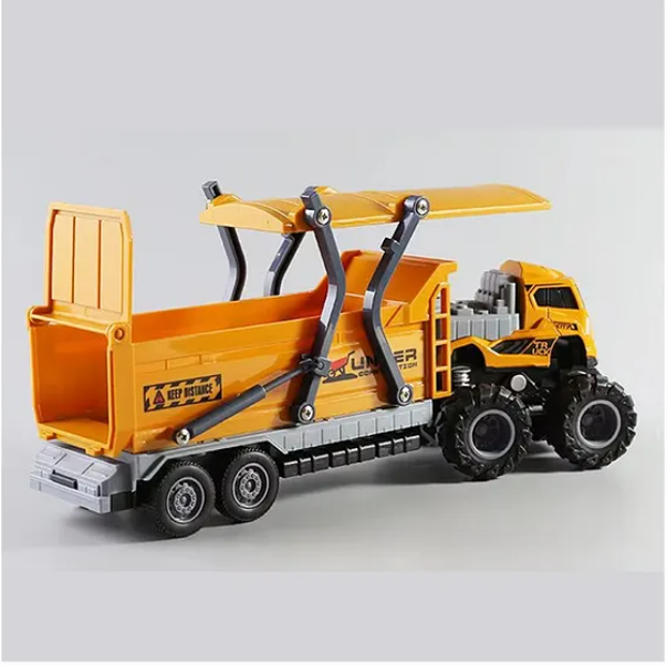 1:43 Scale Alloy Die-cast Friction Powered Sand Dumper Trailer Truck 4x4 Wheel Drive Road Truck (Pack of 1 Color May Vary)