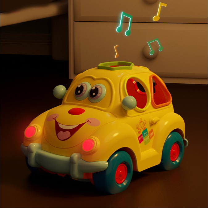 Electronic Toy Car With Music & Light And Puzzle Sorters - Multicolour