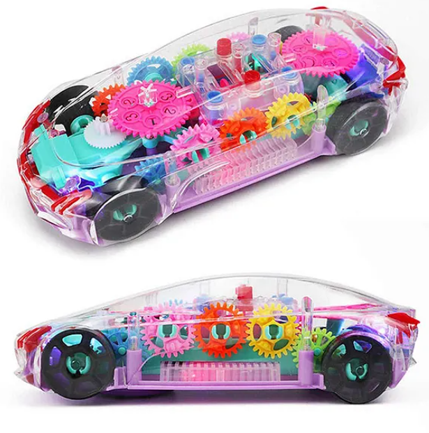 360 Degrees Rotating Transparent Concept Racing Car With Music & 3D Flashing Lights - Multicolor