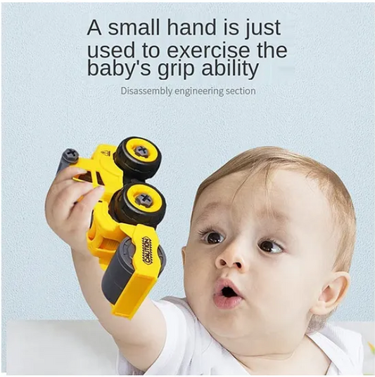 DIY Removable & Assembly Construction Vehicle Truck Toys For Kids With Screw Driver 4 Pieces (Pack of 1 Color May Vary)