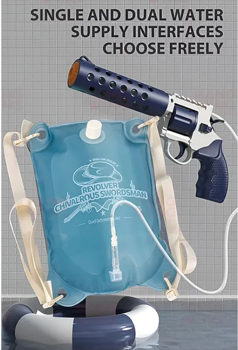 Realistic Water Gun Toys For Kids Electric Revolver Single Water Gun Toys With Water Backpack Repeater Automatic Water Spray Gun - Multicolor