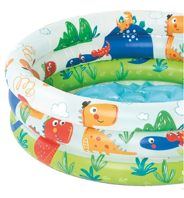 Dino Buddies 3-Ring Inflatable Kiddie Pool Float Intex Baby Swimming Pool And Beach Pool Multicolor