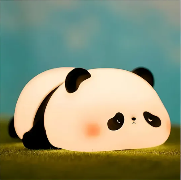 Cute Panda Silicone Night Light Squishy LED Animal Night Light Silicone Dimmable Timed Bedside Lamp Kawaii Light Up USB Rechargeable Panda Touch Light Night Lamp Multicolor