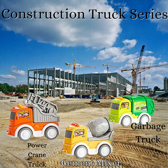 Pull Back Construction Vehicle Set Toy | Bulldozer, Mixer & Dump Truck for Kids | Fun Entertainment Kids Toys Pack of 3 - Multicolor