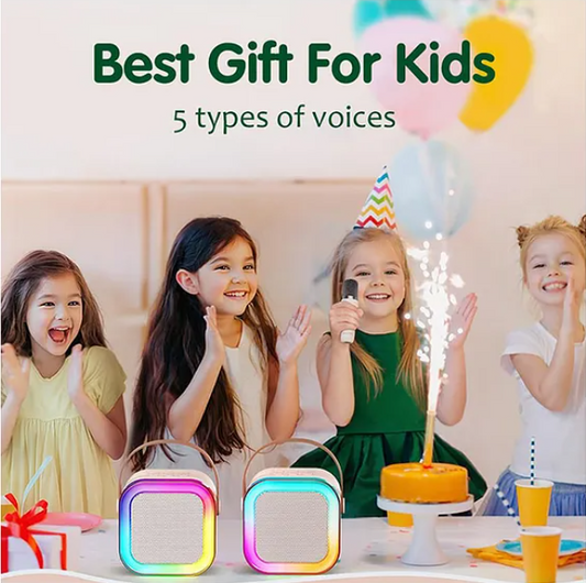 Karaoke Machine for Kids Adults Mini Portable Blue-Tooth Karaoke Speaker with Wireless Microphone and Dynamic Lights Birthday Gift Home KTV Outdoor Travel - Colors May Vary