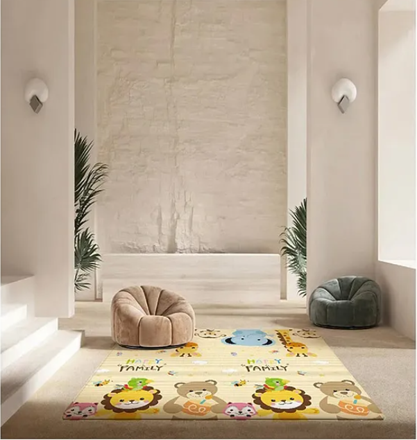 Cute Baby Happy Family Theme Double Sided Water Proof Extra Large Fordable Foam Baby Play Mat Folding Mat