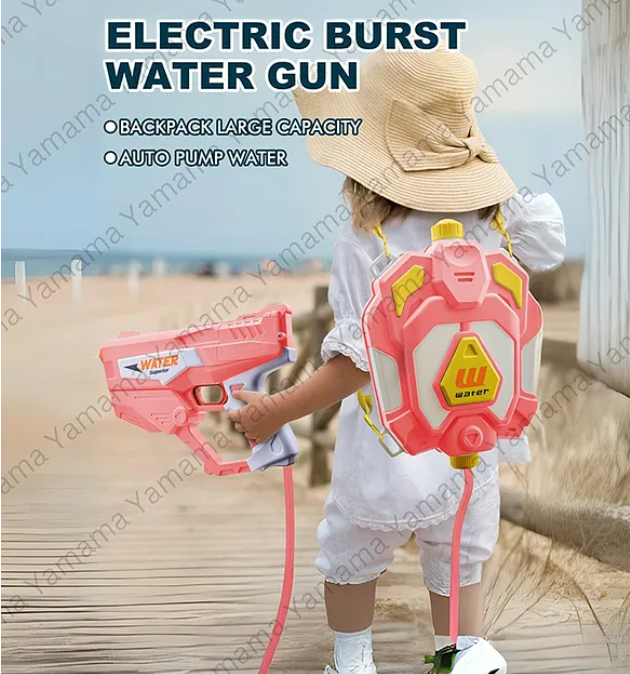 Automatic Water Gun Rechargeable, Long-Range High-Pressure holi water gun for Kids 1350ml Backpack -(Color May Vary)