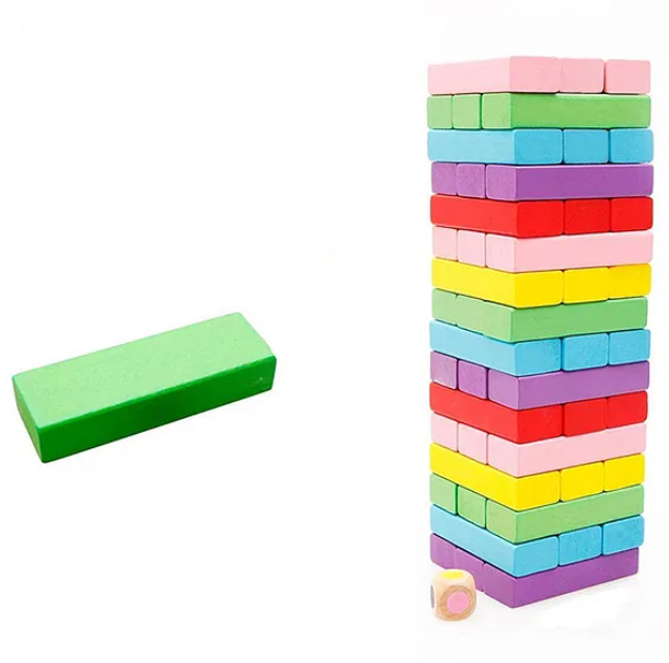 Classic Color Wooden Blocks Game Multicolor - 54 Pieces