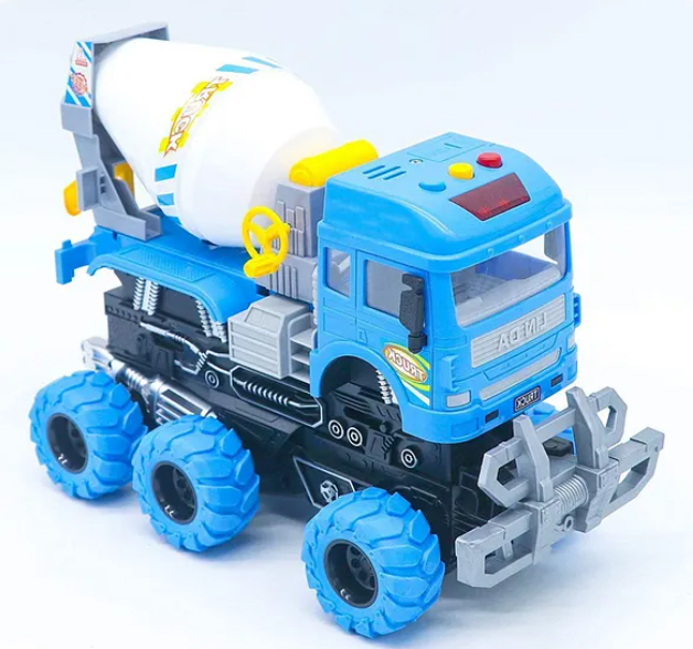 6x6 Friction Cement Mixer Truck Toy - Blue