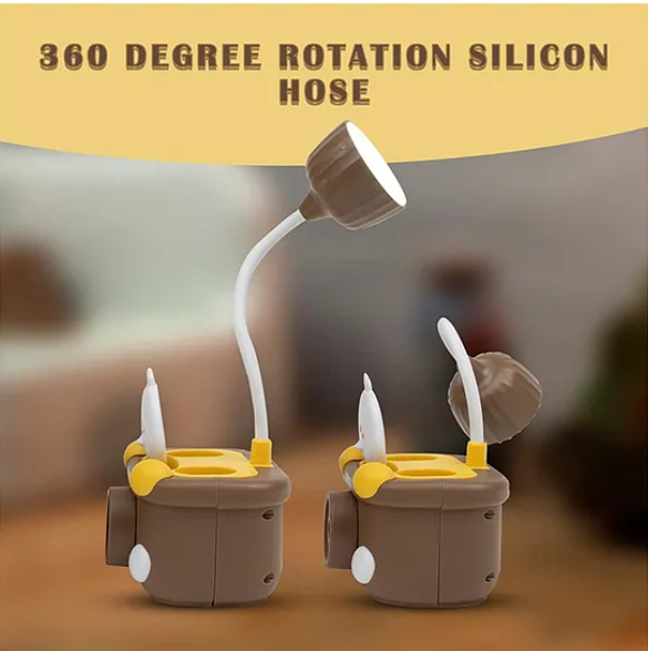 Study Lamp For Kids Cute Animal Design Rechargeable Desk Table Lamp 3 In 1 Study Desk LED Lamp With Pencil Sharpener And Pen Holder - (Pack of 1 - Design And Color May Vary)