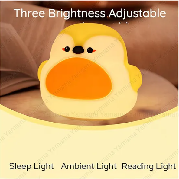Cute Night Light For Kids Cute Robin Silicon Night Light Super Cute Silicone Night Lamps Squishy LED Animal Night Light Silicone Dimmable Timed Bedside Lamp USB Rechargeable Touch Light Night Lamp - Multicolor