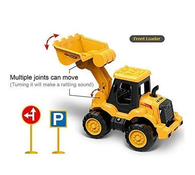 Little Engineer Mini Construction Truck with Dumper Hydraulic Excavator Bulldozer 6 Pieces - Multicolor