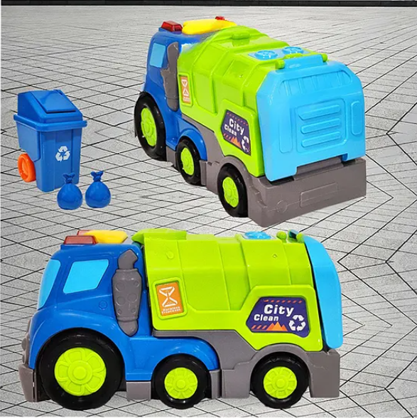 Friction Powered Garbage Truck Toys For Kids With Opening Doors, Light & Music Model Collection Fun Educational Learning Kids Toys Multicolor