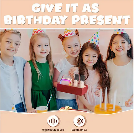 Karaoke Machine for Kids Adults Mini Portable Blue-Tooth Karaoke Speaker with Wireless Microphone and Dynamic Lights Birthday Gift Home KTV Outdoor Travel - Colors May Vary