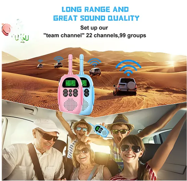Handheld Two Ways Radio Children Walkie Talkie Rechargeable Long Range Built-in Flashlight Toy, Kids Walkie Talkie Color May Vary