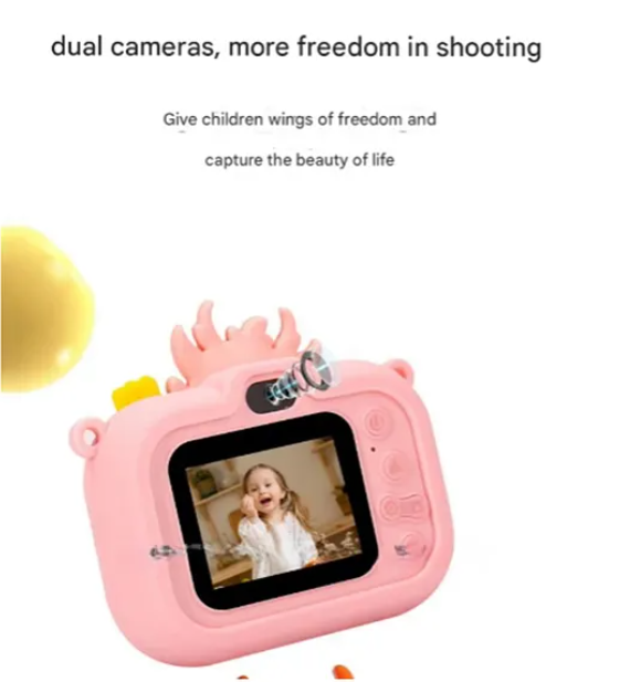 Digital Handy Portable Cute Cartoon Kids Camera Full HD 1080P 2.0 Screen with Inbuilt Games And Tripod Stand (Pack of 1 Color May Vary)