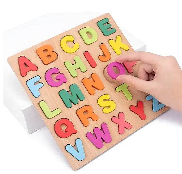Alphabet Numeric Geometric Shaped Wooden Puzzle Game Toy For Kids Baby Early Educational Children Montessori Board Puzzle Toy (Pack of 3 - Multicolor)