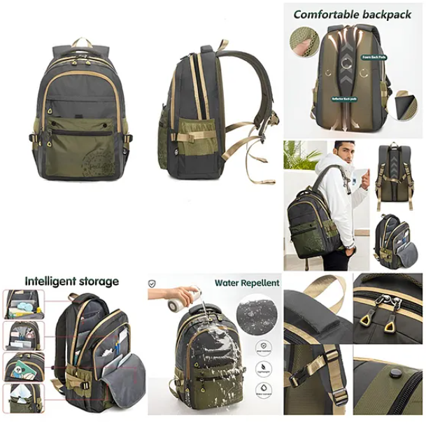 Backpacks Large Capacity Light Weight Laptop Stylish Durable Water-resistant Backpack With Adjustable Straps Premium Design Bag For School College Office Travel Hiking Backpacks (Height 18 Inch - Multicolor)