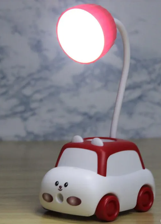 Study Lamp For Kids Cartoon Animal Car Rechargeable Desk Table Lamp 3 In 1 Study Desk LED Lamp With Sharpener And Pen Holder Electric Table Lamp Adjustable Study Desk Lamp For Study Room Home Office - (Pack of 1 - Design And Color May Vary)