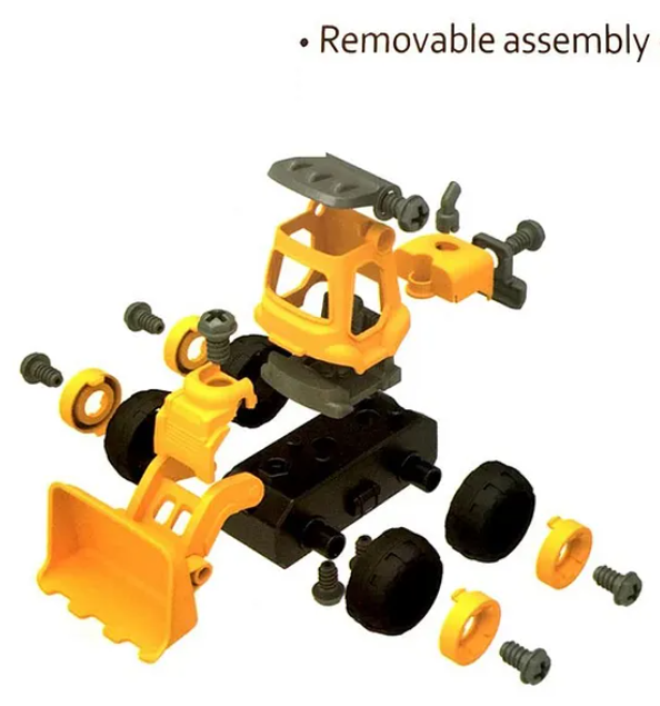 Removable And Assembly DIY Construction Engineering Car Toy With Screwdriver For Kids And Toddlers 4 Peces - Multicolor