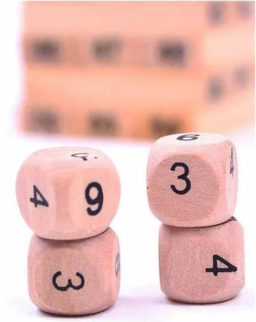 Wooden Building Block with Dice Brown - 51 pieces