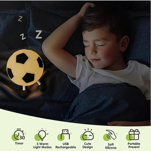 Football Night Light Lamp Super Cute Silicone Night Lamps Squishy LED Football Design Night Light For Kids And Adults Silicone Dimmable Timed Bedside Lamp USB Rechargeable Touch Light Night Lamp Multicolor