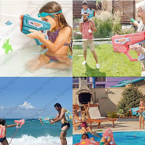 Automatic Water Gun Rechargeable, Long-Range High-Pressure holi water gun for Kids 1350ml Backpack -(Color May Vary)