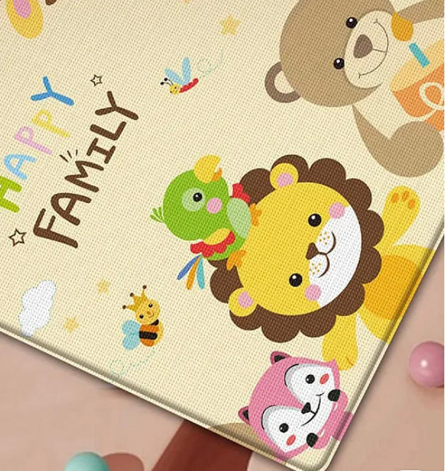 Cute Baby Happy Family Theme Double Sided Water Proof Extra Large Fordable Foam Baby Play Mat Folding Mat