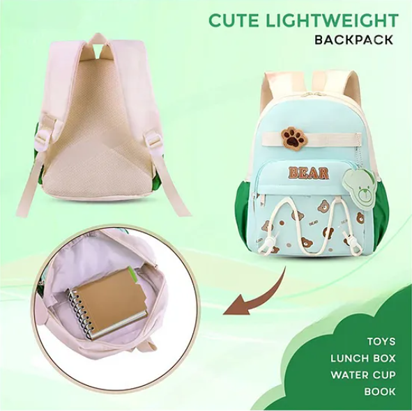 School Bags Cute Bear Paw Theme Backpack For Kids With Adjustable Straps Premium Design Bag For Kids Best For School Picnic Holidays - Height 12 Inches
