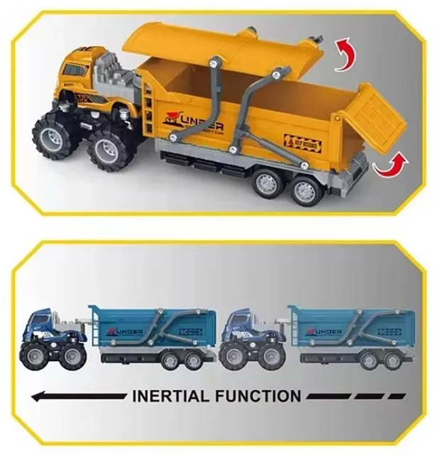1:43 Scale Alloy Die-cast Friction Powered Sand Dumper Trailer Truck 4x4 Wheel Drive Road Truck (Pack of 1 Color May Vary)