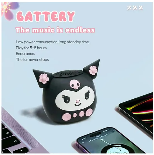 Yamama Kuromi Mini Bluetooth Speaker Cute & Portable Wireless Speaker with Powerful Sound | Kuromi Design, Compact & Travel-Friendly for Kids, Teens, and Adults- (Pack of 1 Color May Vary)