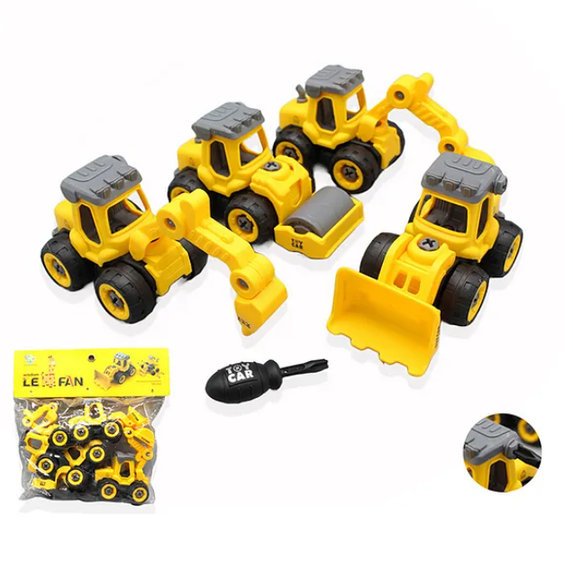 Removable And Assembly DIY Construction Engineering Car Toy With Screwdriver For Kids And Toddlers 4 Peces - Multicolor