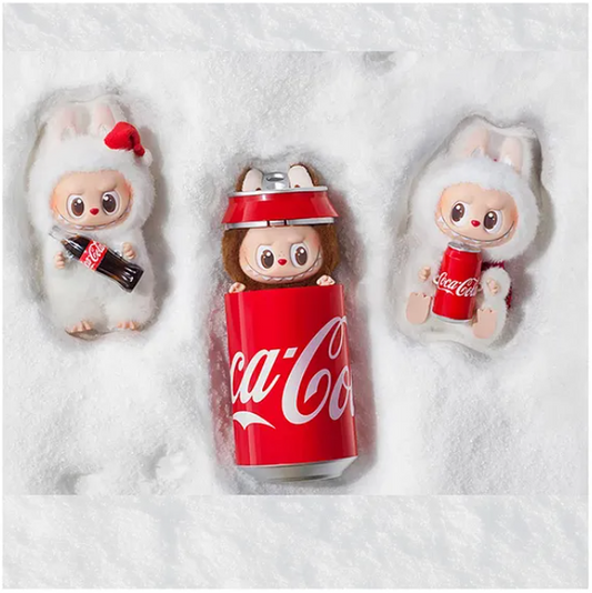 Cute Labubu Cocacola Style Vinyl Plush Keychain Mystery Box Collectible Toy for Kids & Adults (Pack of 1 - Color and Design May Vary)