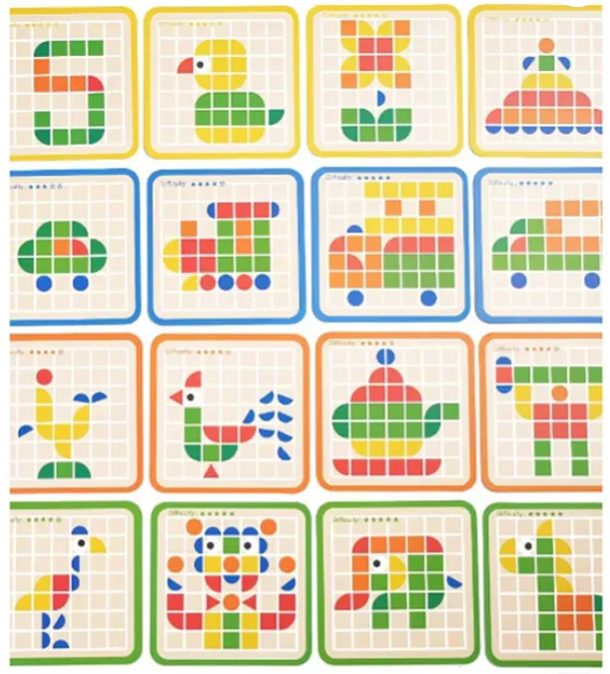 Cartoon Wooden Creative Jigsaw Puzzles Shape Matching Game Wooden Kids Educational Toy CPC CE 120 Pieces Mosaic Puzzles Multicolor