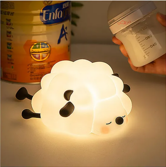 Cute Night Light For Kids Cute Sheep Design Silicon Night Light Super Cute Silicone Night Lamps Squishy LED Animal Night Light Silicone Dimmable Timed Bedside Lamp USB Rechargeable Touch Light Night Lamp (Pack of 1 Color May Vary)