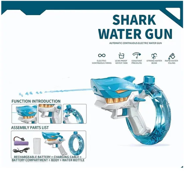 Realistic Water Gun Toys For Kids Electric Shark Water Gun Toys Repeater Automatic Water Spray Gun High Pressure Water Play Gun Toy - Color May Vary