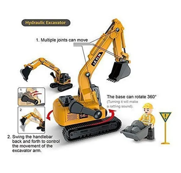 Little Engineer Mini Construction Truck with Dumper Hydraulic Excavator Bulldozer 6 Pieces - Multicolor