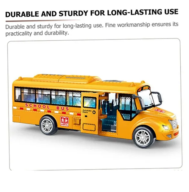 School Bus Toys For Kids With Opening Doors Lights And Sounds Friction Bus Vehicle Toys Fun Entertainment Kids Toys Die-cast Friction Toys - Multicolor