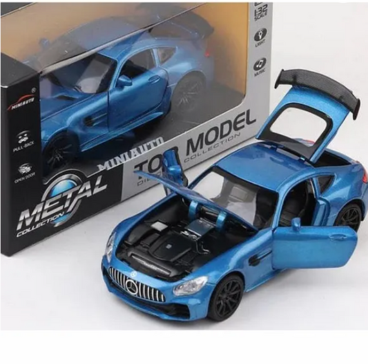 Mercedes AMG GT Sports Car Toys Alloy Metal Die-cast Friction Car With Openable Doors, Light And Realistic Music (Pack of 1 Color May Vary)