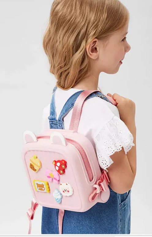 Stylish Kids Cartoon Backpack Lightweight, Durable, and Easy to Clean School bag, picnic bag for Kids (Pack of 1 Color May Vary) - Height 11.4 Inches