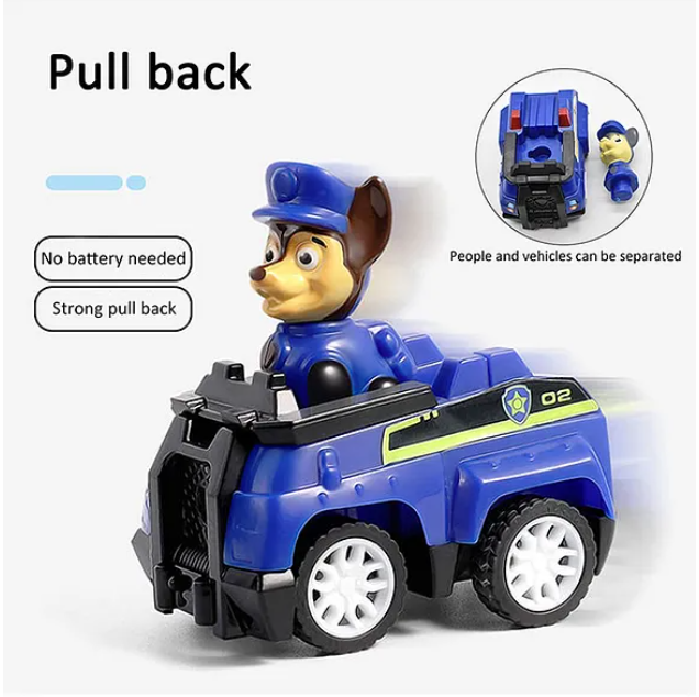 Dogs Mini Paw Patrol Pull Back Car Toy Set For Kids 6 Pieces - Multicolor