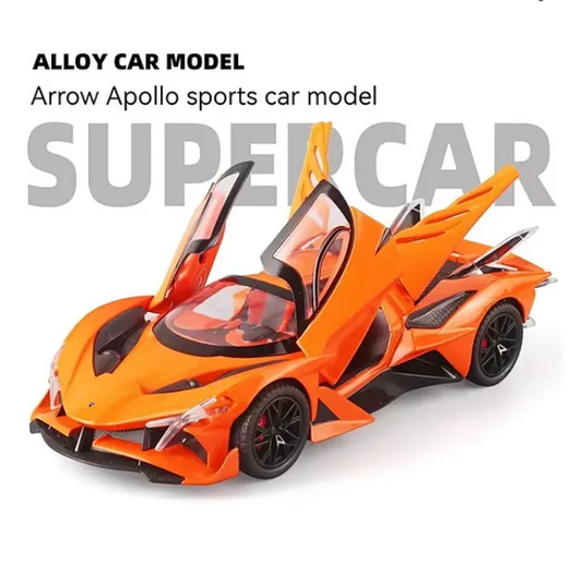 1:24 Scale Apollo Evo Sports Car Toys Alloy Die-cast Sports Car With Openable Doors, Lights And Realistic Music - (Pack of 1 Color May Vary)