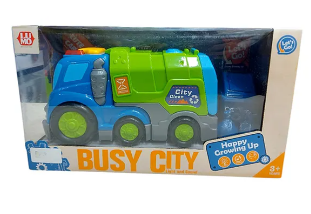 Friction Powered Garbage Truck Toys For Kids With Opening Doors, Light & Music Model Collection Fun Educational Learning Kids Toys Multicolor